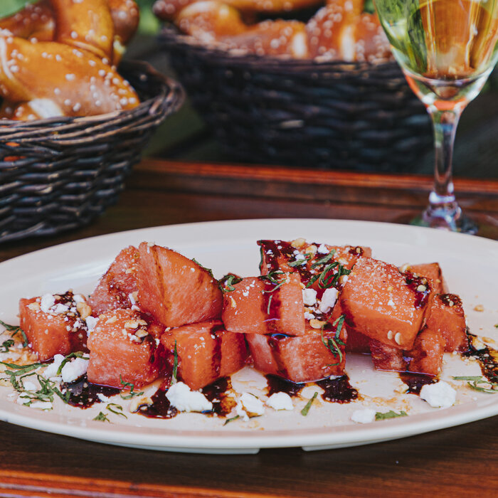 Watermelon salad with feta and balsamic at Bratz Y'all